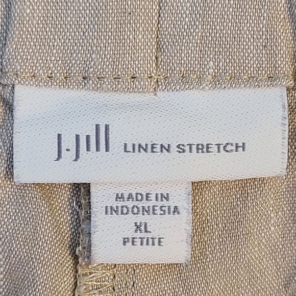 J Jill Linen Stretch Ankle Pants XL Petite Light Beige Button Hem Side Zipper - Picture 7 of 10